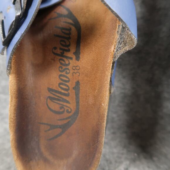 Moosefield Shoes Womens 38 Sandals Slip On Toe Loop Buckle Straps Flat Casual - Picture 8 of 11